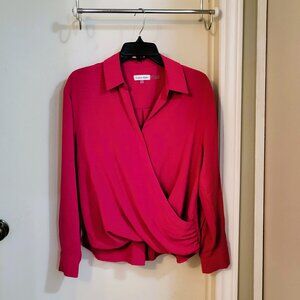 Calvin Klein Long Sleeves Blouse - Fuchsia Pink. Size Medium